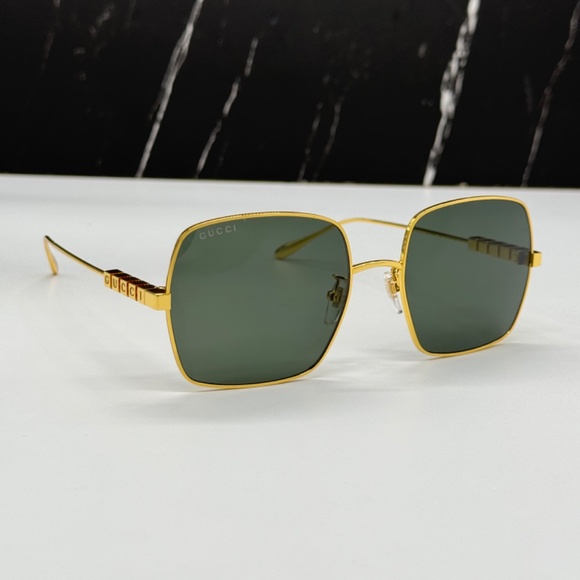 NEW GUCCI SUNGLASSES, GOLD GRAY SQUARE UNISEX EYEWEAR GUCCI - Picture 7 of 15